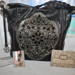 $498 Brighton Anju Masterpiece Collection Jeweled Crystal Hobo Shoulder Bag